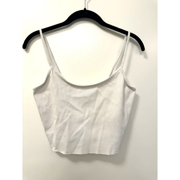 Solid & Striped Micro Ribber Cropped White Tank Top Size Medium - Picture 2 of 6